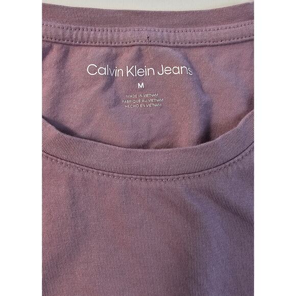 90s nostalgia Calvin klein spell out purple lavander short sleeve soft stretch M - Picture 4 of 7